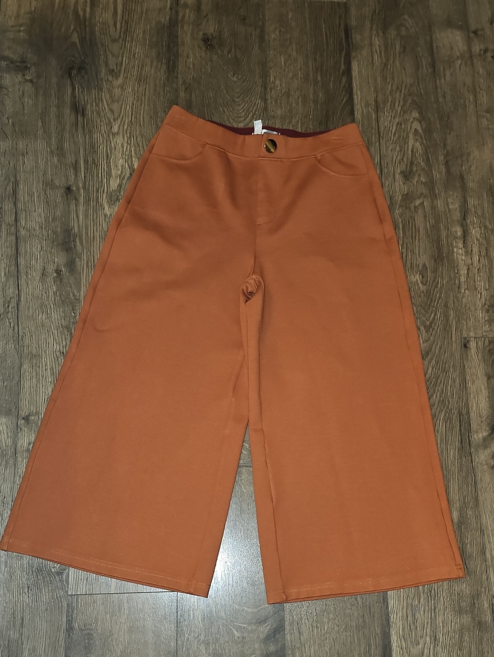 Patrizia Luca Wide-Leg Crop Pants Rust Orange Small Capri Stretch Casual Women